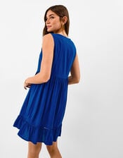 Strapless Ruffle Mini Dress, Blue (COBALT), large