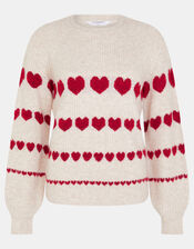 Heart Print Jumper, Camel (OATMEAL), large