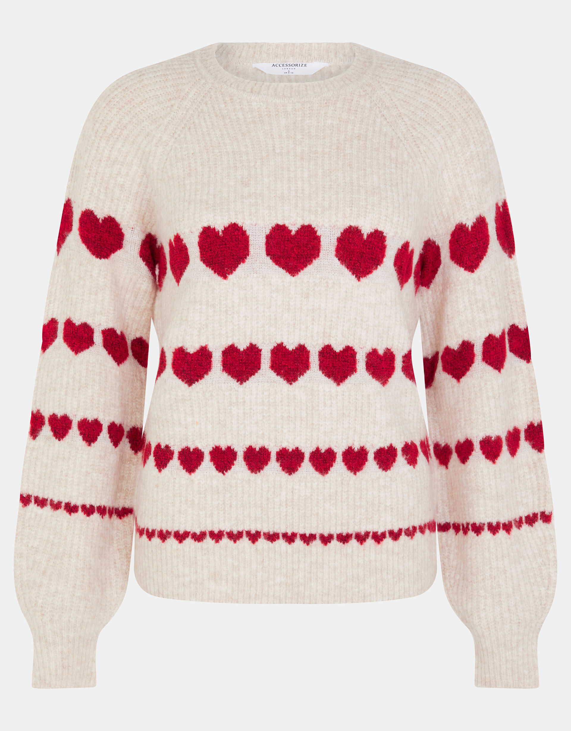 Heart Print Jumper, Camel (OATMEAL), large