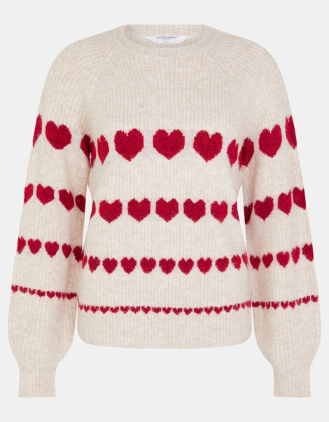 Heart Print Jumper, Camel (OATMEAL), large