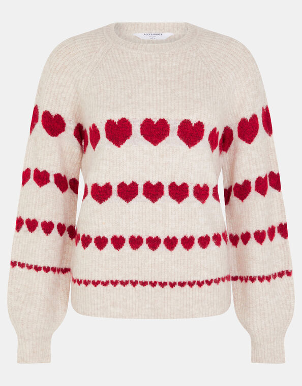 Heart Print Jumper, Camel (OATMEAL), large