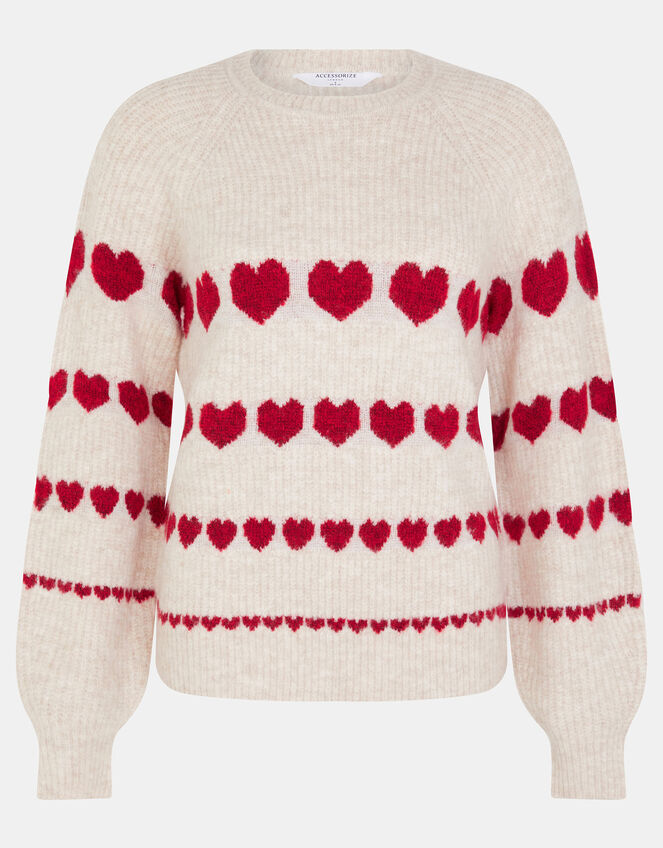 Heart Print Jumper, Camel (OATMEAL), large