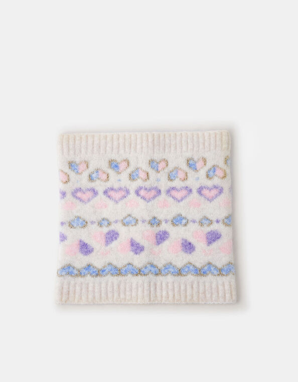Girls Heart Fair Isle Snood, Multi (PASTEL MULTI), large