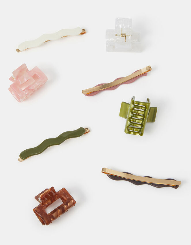 8-Pack Resin Hair Slides & Claw Clips, , large