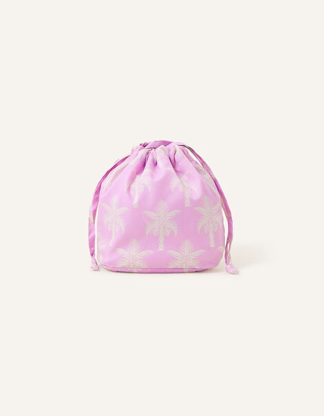 Mini Palm Print Drawstring Bag, Purple (LILAC), large