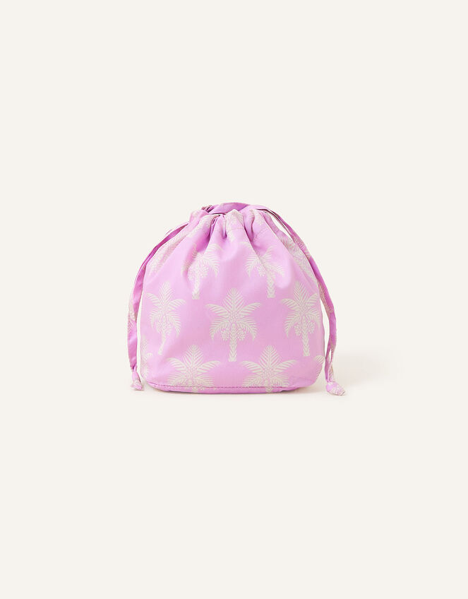 Mini Palm Print Drawstring Bag, Purple (LILAC), large