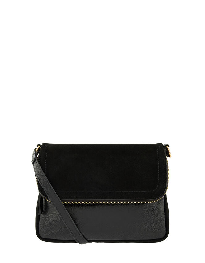 Sally Leather Cross-Body Bag, Black (BLACK), large