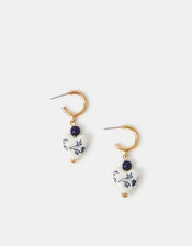 Flower Heart Charm Drop Earrings, , large
