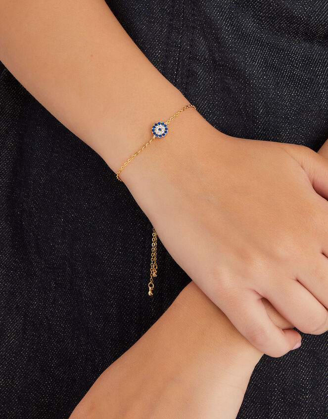 14ct Gold-Plated Evil Eye Bracelet, , large