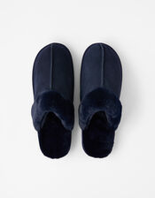 Suede Mule Slippers, Blue (NAVY), large