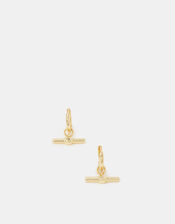 14ct Gold-Plated T-Bar Hoop Earrings, , large