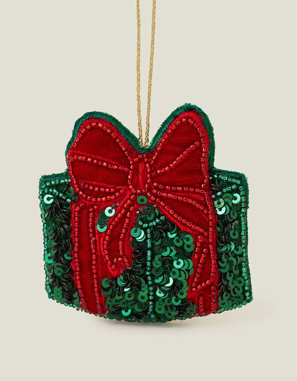 Embellished Christmas Present Hanging Decoration, , large