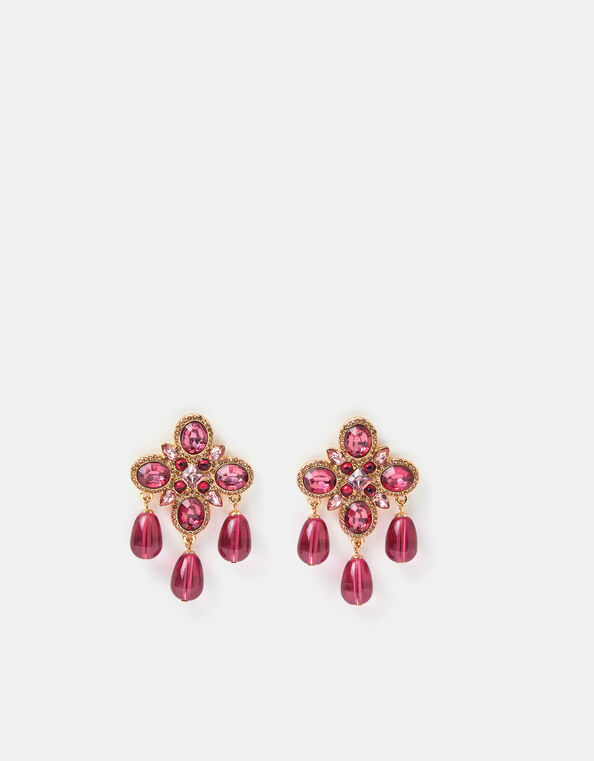 Statement Beaded Cross Earrings, , large