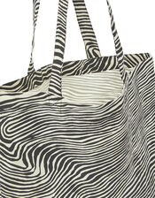 Zebra Shopper Bag, Black (BLACK/WHITE), large