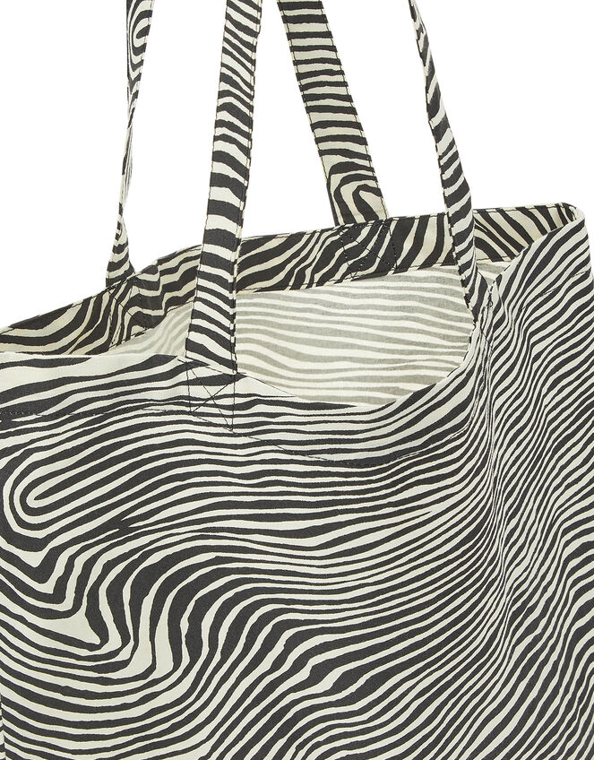 Zebra Shopper Bag, Black (BLACK/WHITE), large