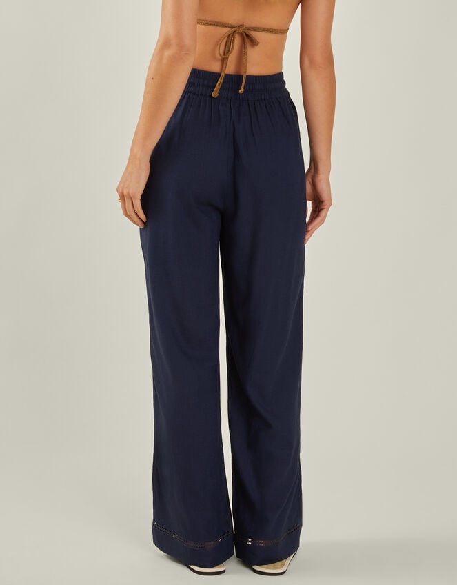 Wide Leg Beach Trousers, Blue (NAVY), large