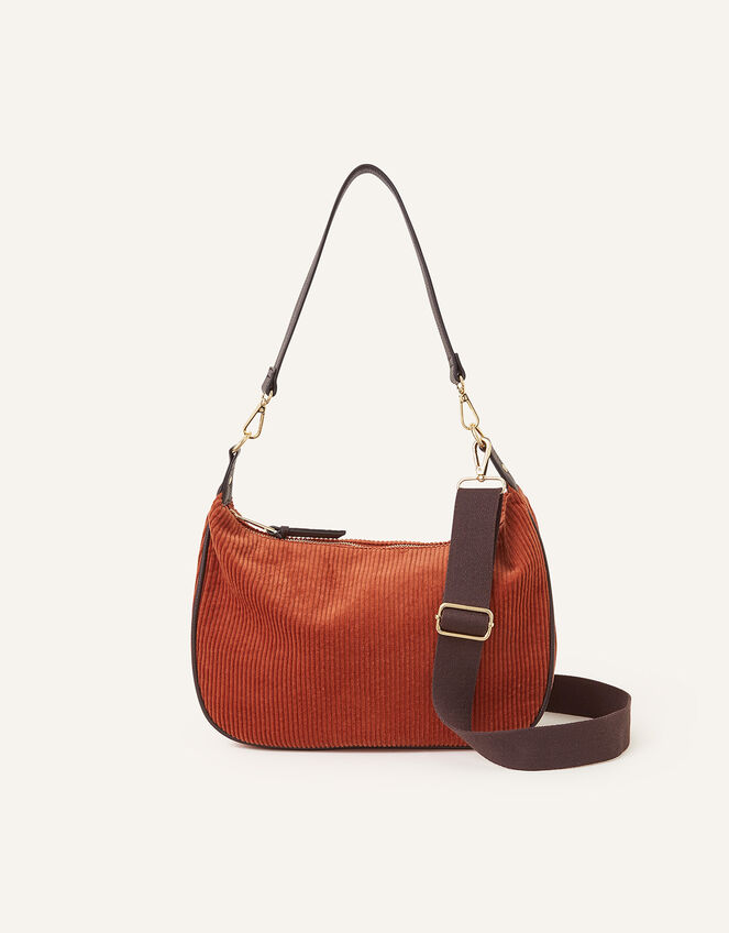 Cord Shoulder Bag, Orange (RUST), large