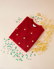 Girls Reindeer Christmas Dress, Red (RED), large