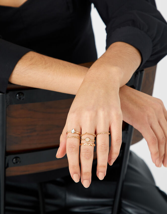 Stone and Sparkle Ring Multipack Gold  Stacked rings  Accessorize Global