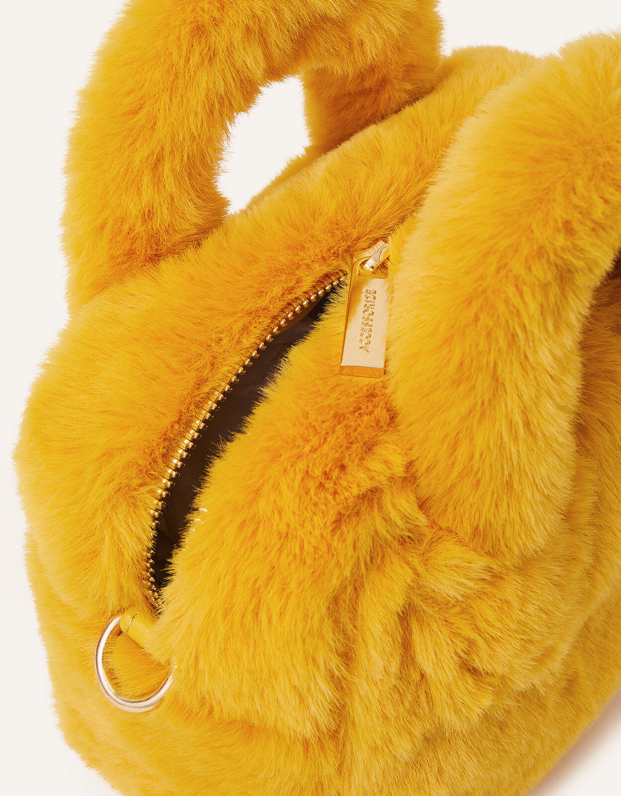 Faux Fur Handheld Cross Body Bag Yellow