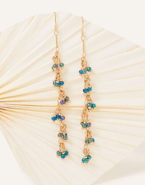 Long Beaded Drop Earrings, , large