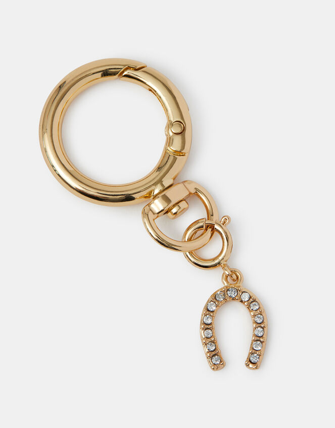 Diamante Horseshoe Jewellery Charm, , large