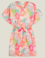 Girls Tropical Print Kaftan, Multi (BRIGHTS MULTI), large