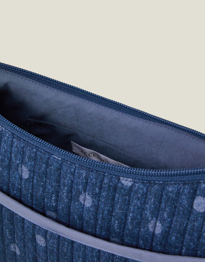 Polka Dot Denim Sling Bag, , large