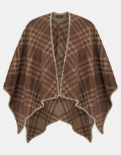 Check Print Knit Poncho, , large