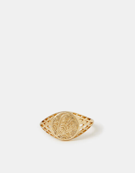 14ct Gold-Plated Filigree Coin Ring, Gold (GOLD), large