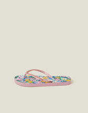 Beaded Floral Flip Flops, Multi (PASTEL MULTI), large