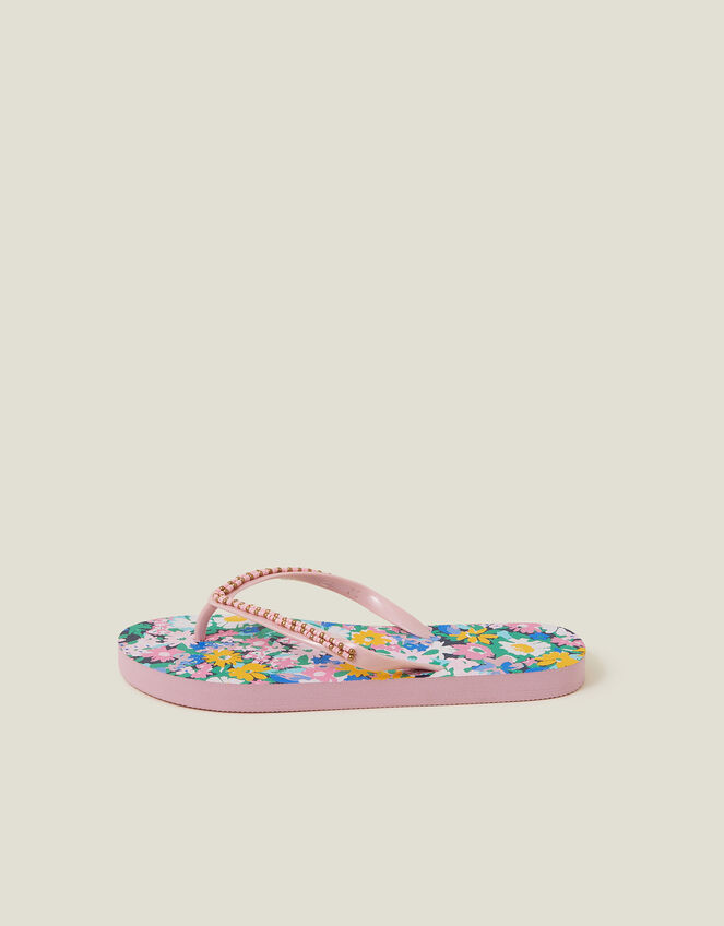 Beaded Floral Flip Flops, Multi (PASTEL MULTI), large