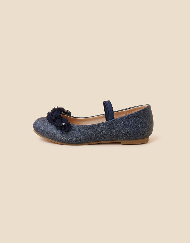 Flower Ballerina Flats, Blue (NAVY), large