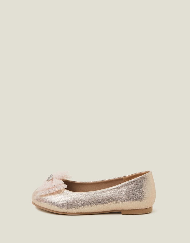 Glitter Bow Ballerina Flats, Gold (GOLD), large