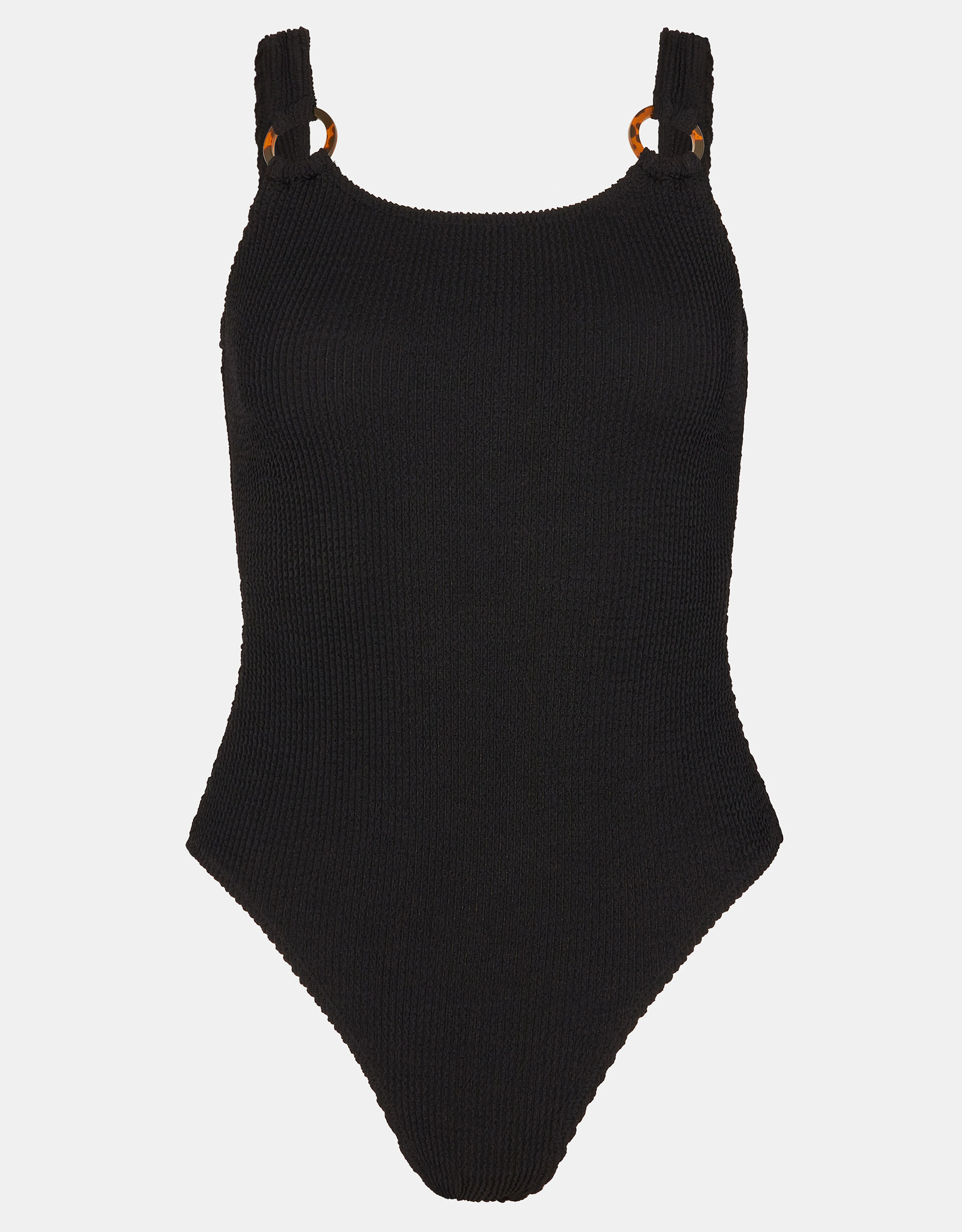Seersucker Swimsuit, Black (BLACK), large