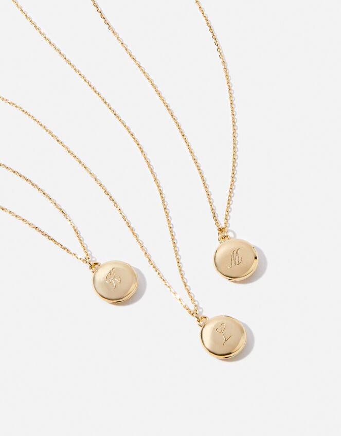 Gold-Plated Initial Locket Necklace , Gold (GOLD), large
