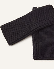 Ribbed Cut Off Gloves, Black (BLACK), large