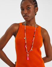 Beaded Tassel Rope Longline Necklace, , large