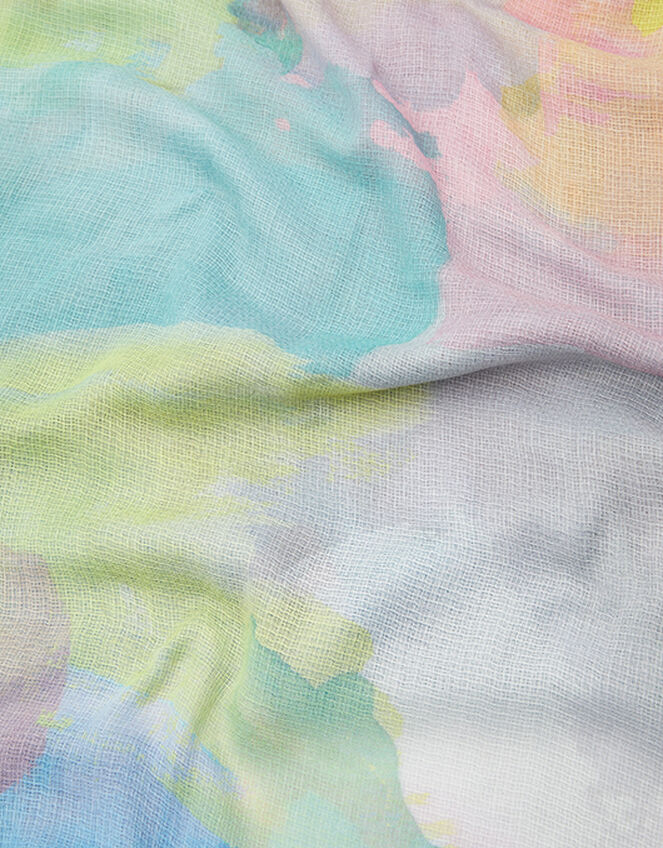 Watercolour Printed Scarf in Recycled Polyester, , large