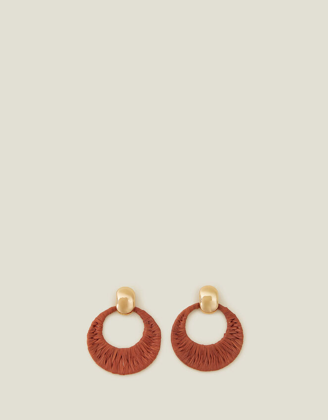 Raffia Doorknocker Earrings, , large