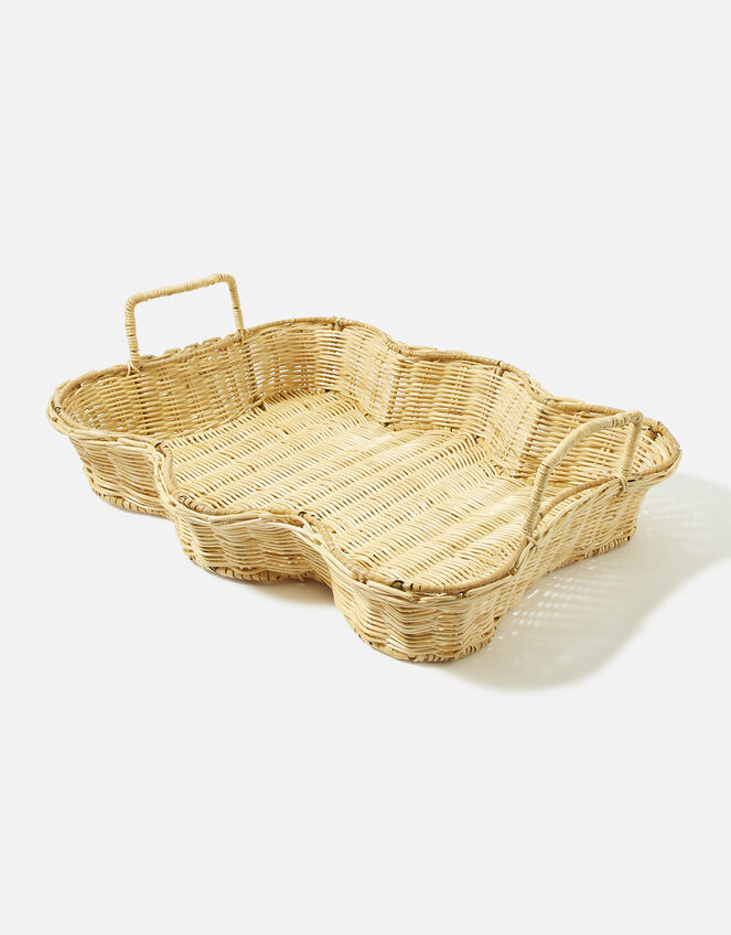 Hand Woven Wavy Wicker Tray, , large
