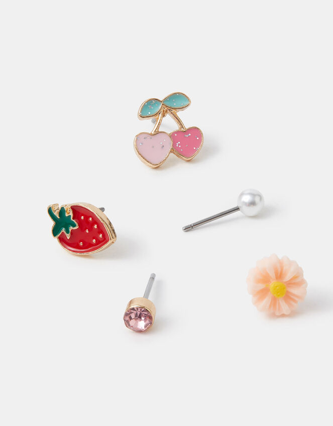 5-Pack Girls Fruit Titanium Stud Earrings, , large