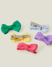 Girls Mini Bow Hair Clips 5 Pack, , large