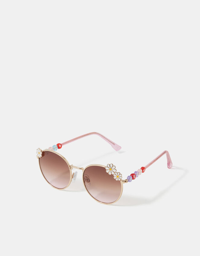 Girls Daisy Metal Round Sunglasses, , large