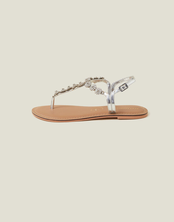 Sparkle Diamante Wide Fit Sandals, Silver (SILVER), large