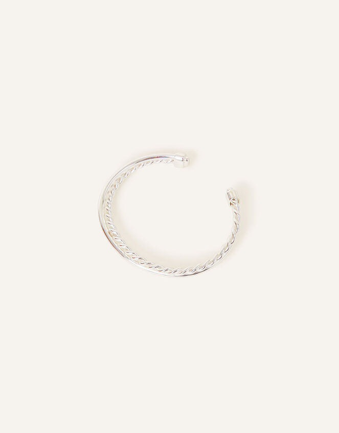 Sterling Silver-Plated Twisted Bangle, , large