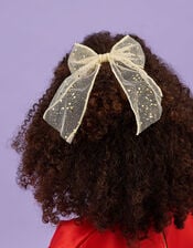 Girls Glitter Bow Barrette Hair Clip, , large