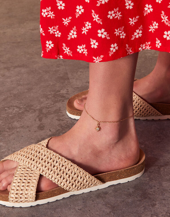 Twisted Chain Sparkle Star Anklet, , large
