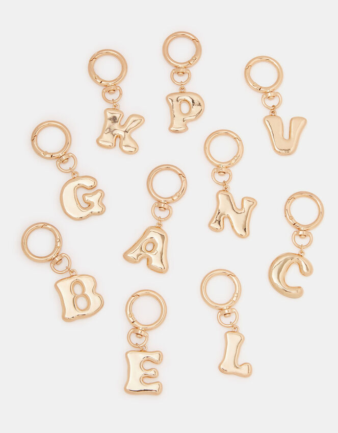 Bubble Initial Bag Charm, Gold (GOLD), large