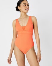 Lexi Ribbed Shaping Swimsuit, Orange (ORANGE), large
